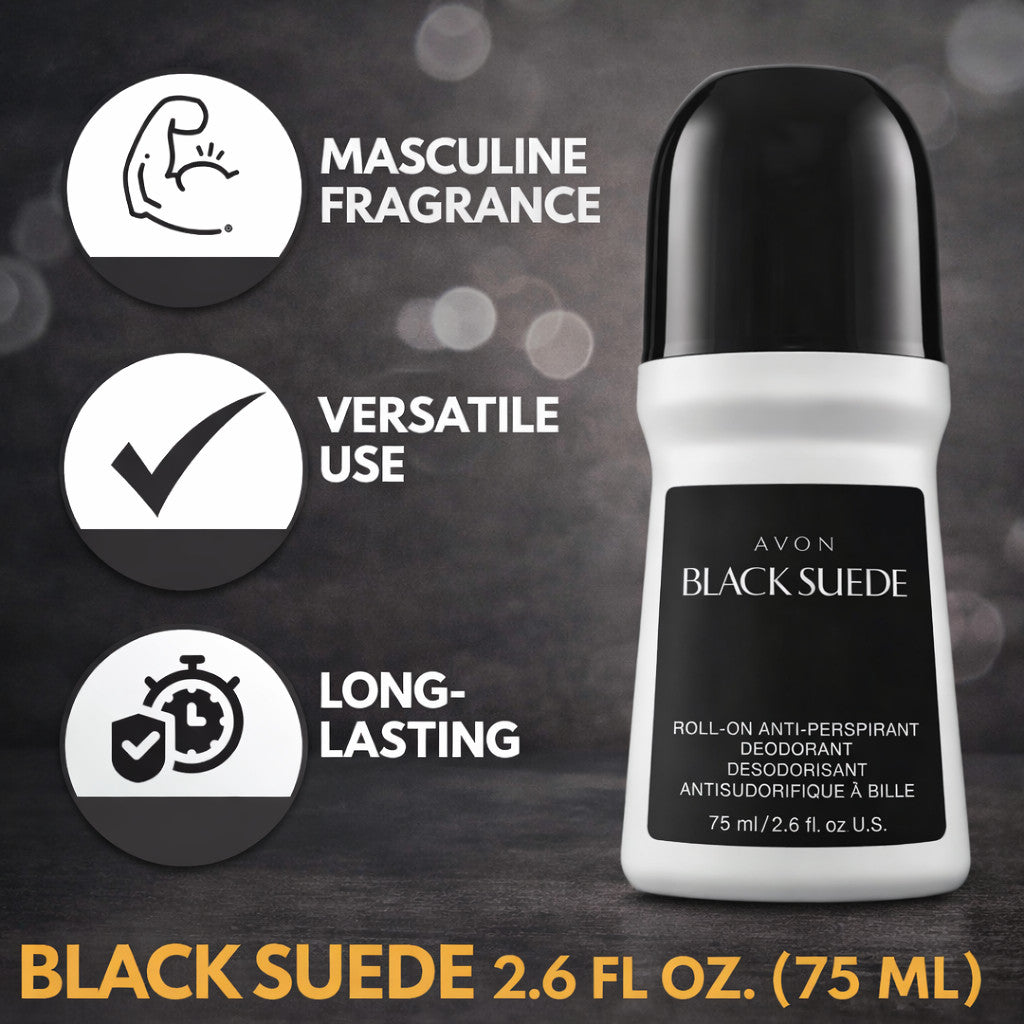 Avon Black Suede Roll-On Antiperspirant Deodorant Pack of 10 - Long-Lasting Freshness