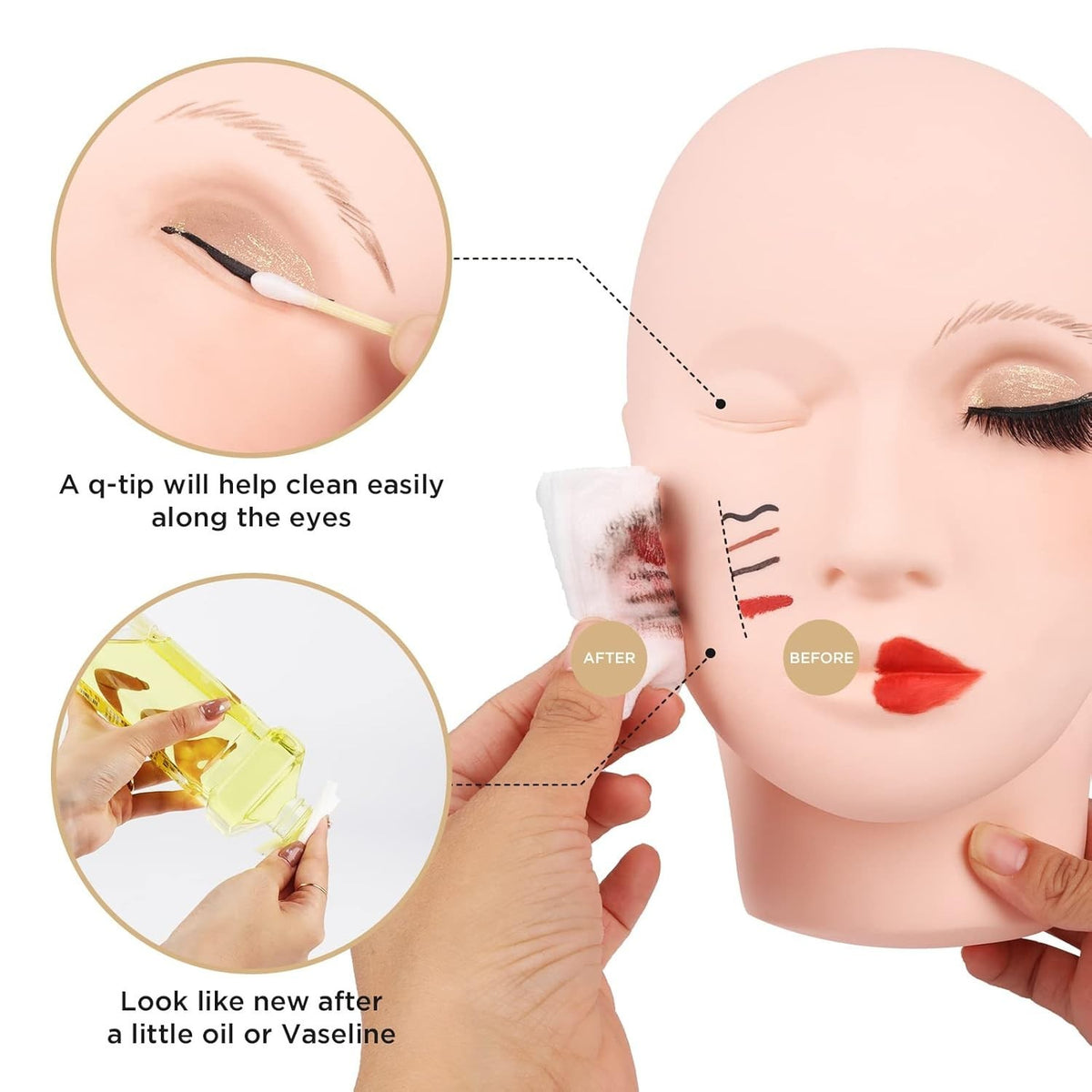 Realistic Silicone Lash Mannequin Head for Makeup & Lash Extensions