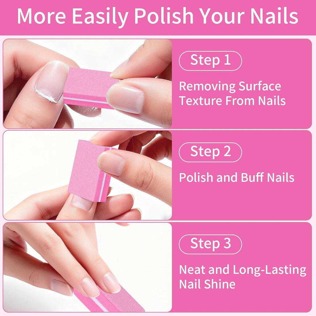 Mini Nail Buffers Set 50 Pcs 100/180 Grit for Natural, Acrylic & Gel Nails