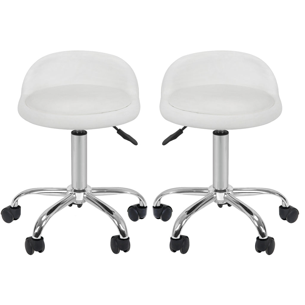 Adjustable Height Hydraulic Swivel Stool for Salon Spa Massage White