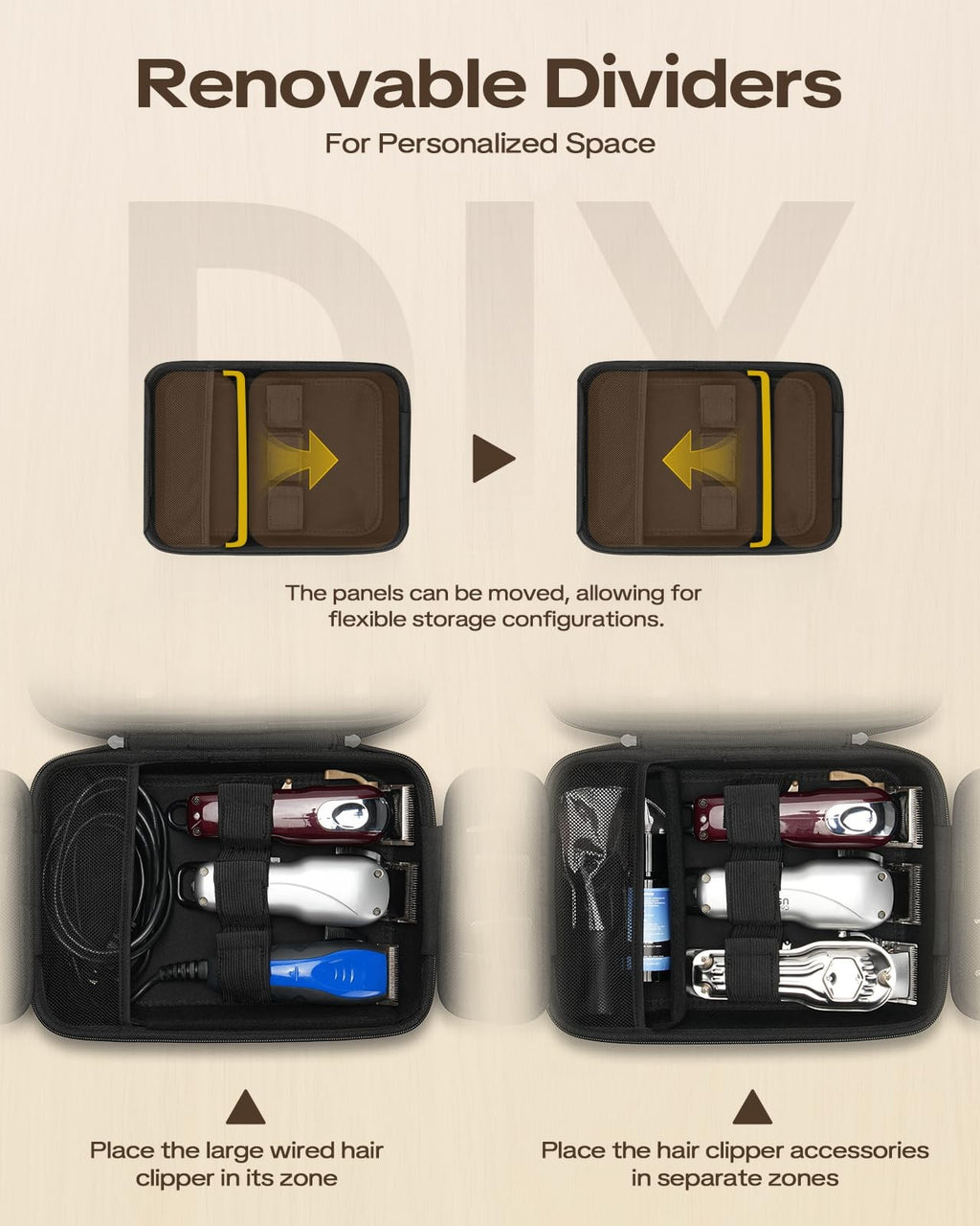 Hard Hair Clipper Case for Barber Salon Travel Storage Black