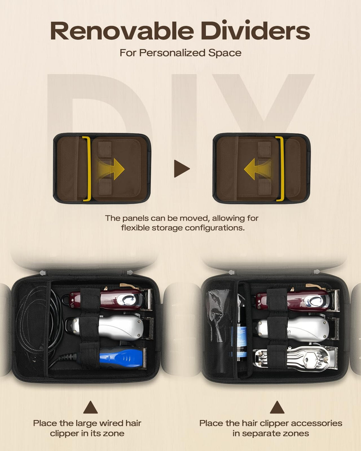 Hard Hair Clipper Case for Barber Salon Travel Storage Black