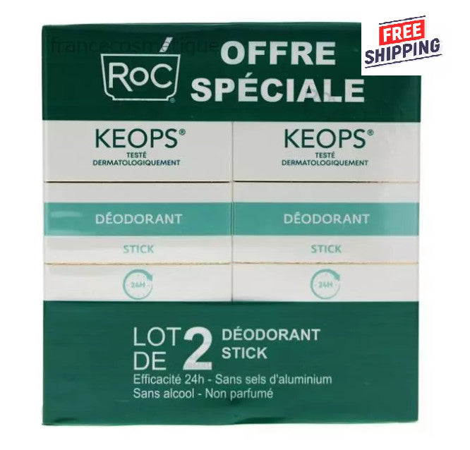 RoC Keops Stick Deodorant 2 Pack - 24H Freshness, Alcohol & Perfume Free