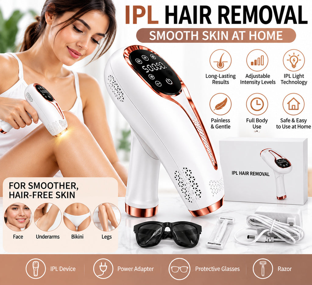 IPL Hair Removal Device for Face, Legs, Bikini & Body with 5 Levels - Long-Lasting