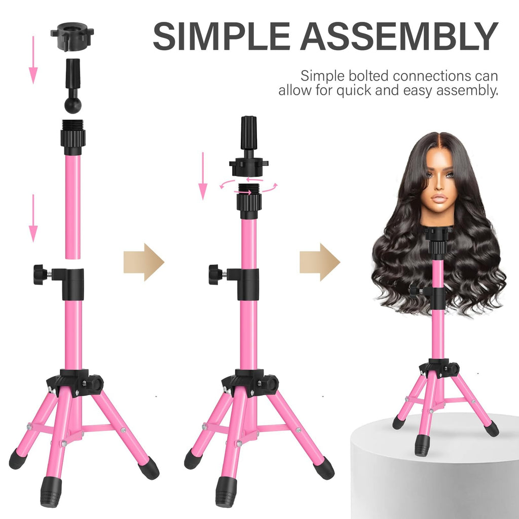 25 Inch Adjustable Wig Stand Tripod for Hairdressing Practice