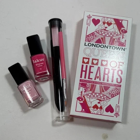 LONDONTOWN Queen of Hearts Pink Nail Polish Manicure Set with Nail Art Tools
