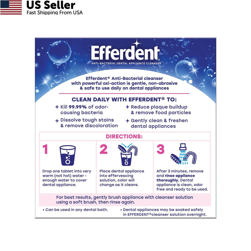 Denture Cleaner Tablets - Complete 5-in-1 Oral Hygiene, 44 Count