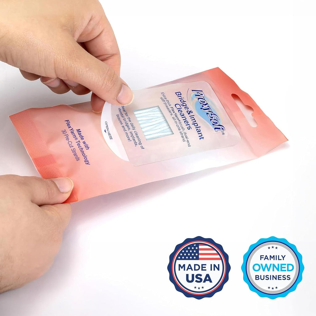 Dental Floss for Bridges & Implants - Travel Pack 30 Pre-Cut Threads