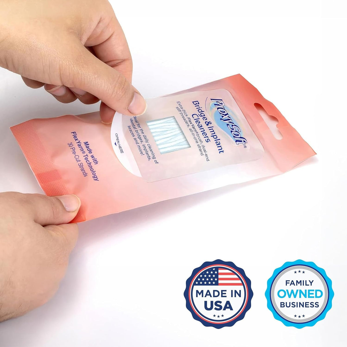 Dental Floss for Bridges & Implants - Travel Pack 30 Pre-Cut Threads