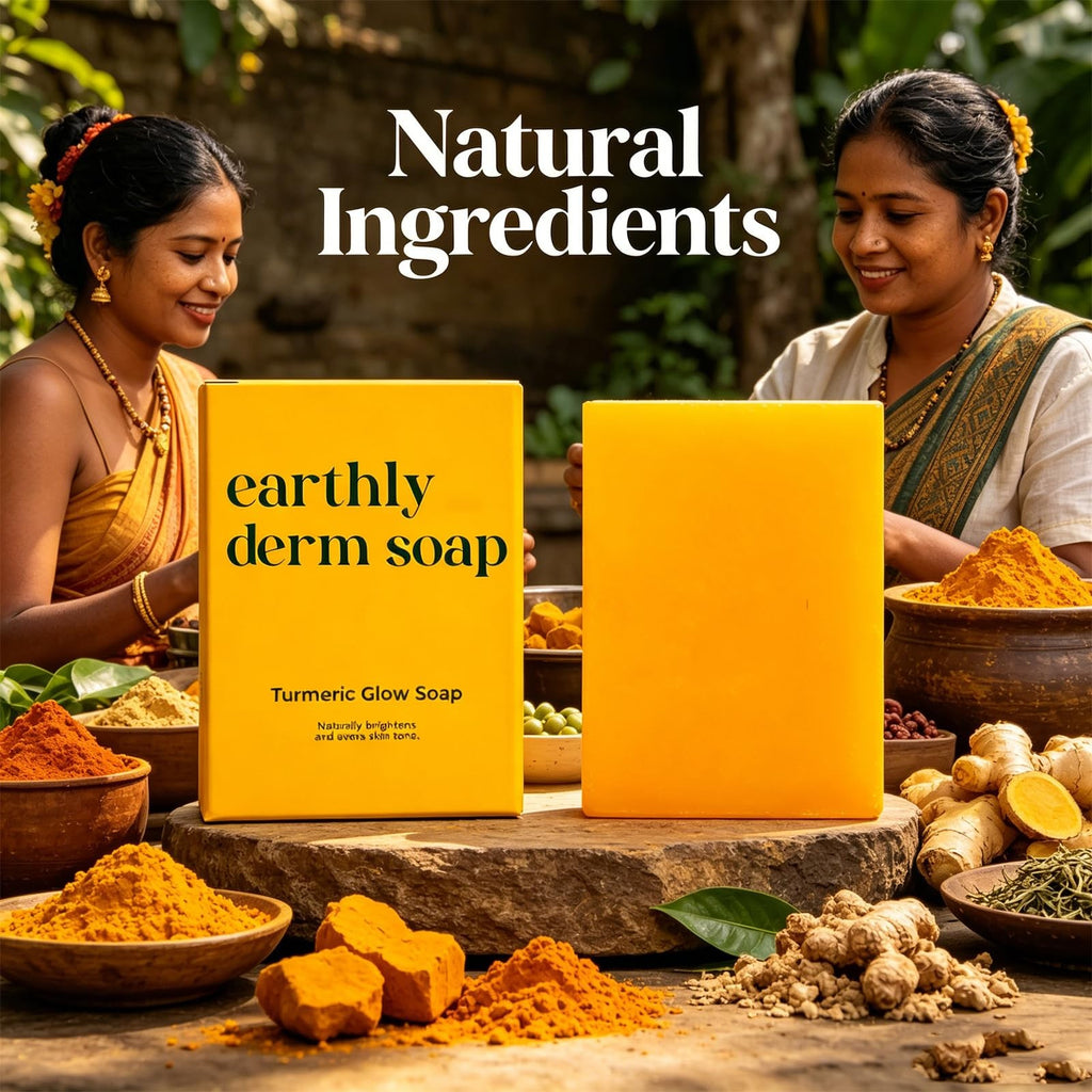 Turmeric Glow Natural Handmade Bar Soap for All Skin Types - Gentle Cleansing