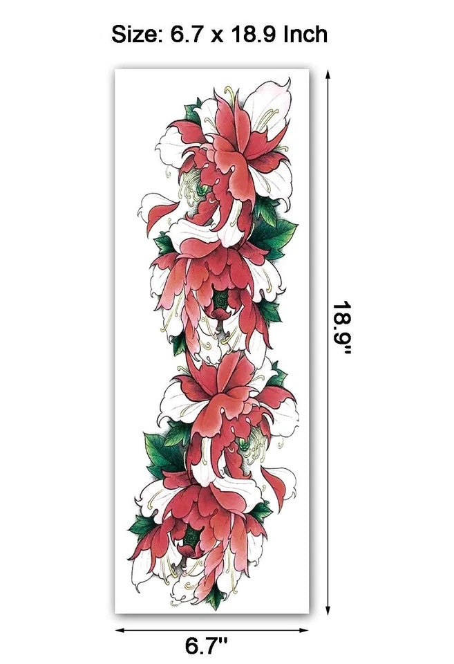 Full Arm Temporary Tattoos Sleeves - 12 Sheets Colorful Sticker Set 7" x 19"
