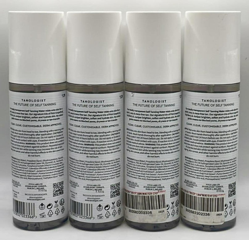4-Pack Self Tan Water Light Shade - Tanologist Express Self Tanner 6.76 Fl Oz