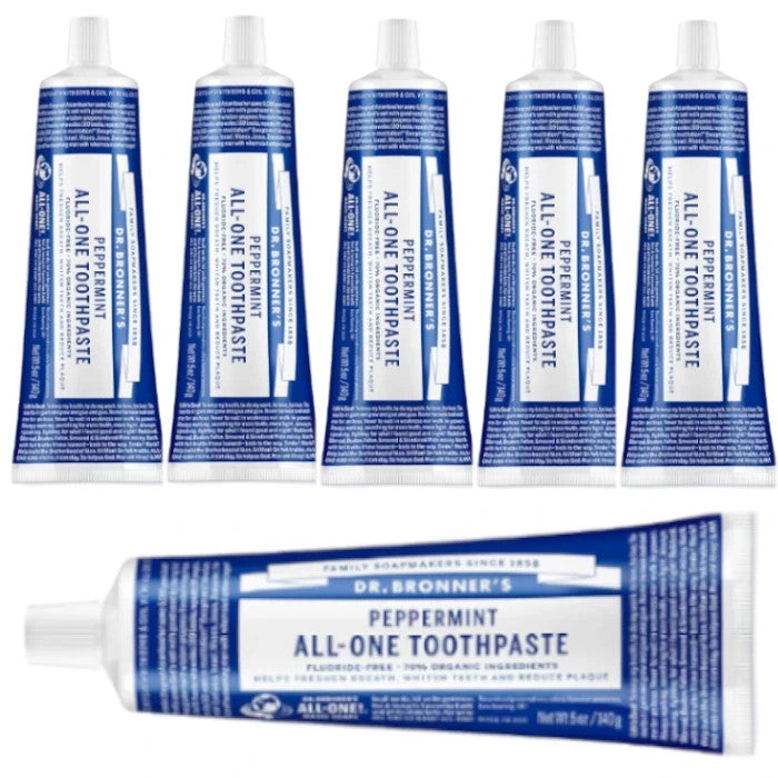 Natural Organic Peppermint Toothpaste - Fluoride & SLS Free, Pack of 6