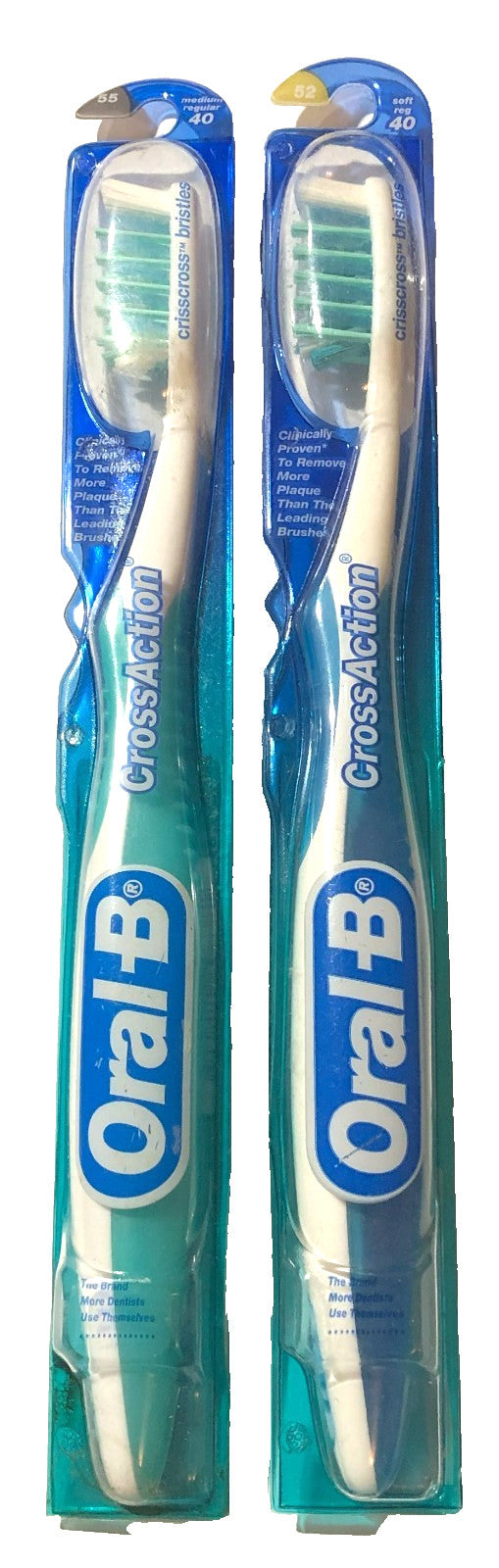 Vintage Oral-B Cross Action Toothbrush 40 Soft & Medium Bristles - USA Made