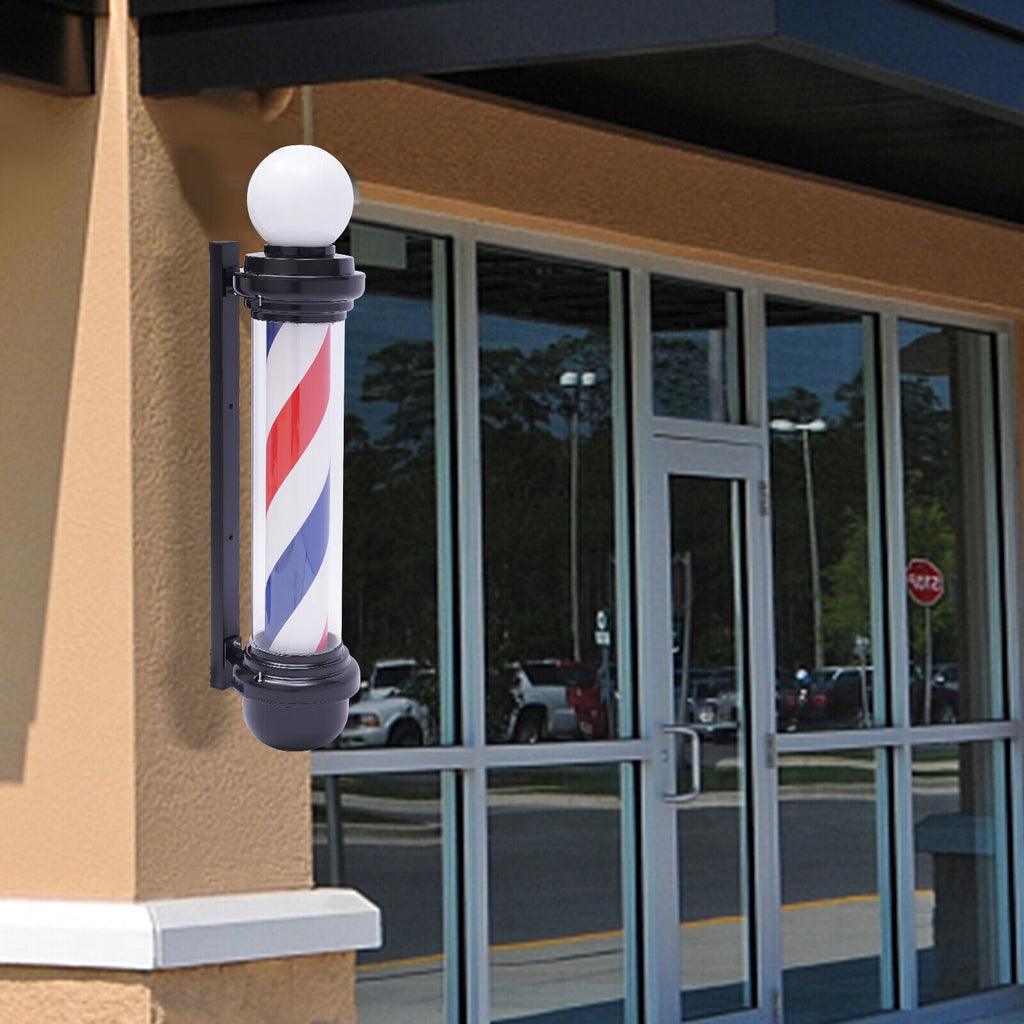 32-Inch Rotating LED Barber Pole Light for Hair Salon Outdoor Signage