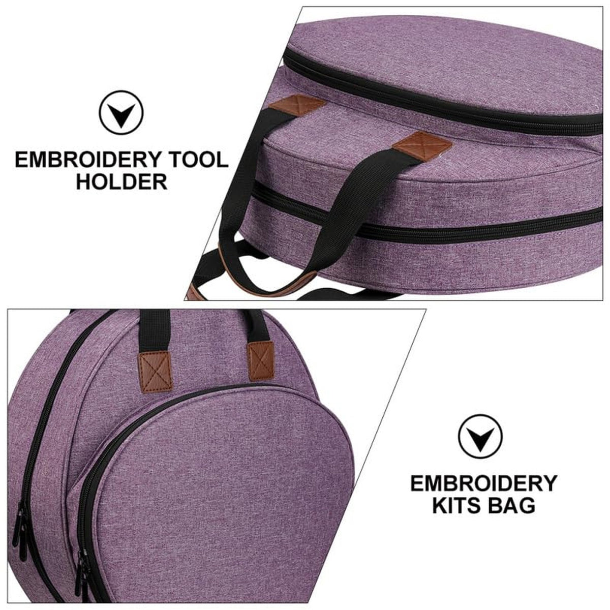 Large Capacity Embroidery Project Bag with Multiple Pockets and Handle