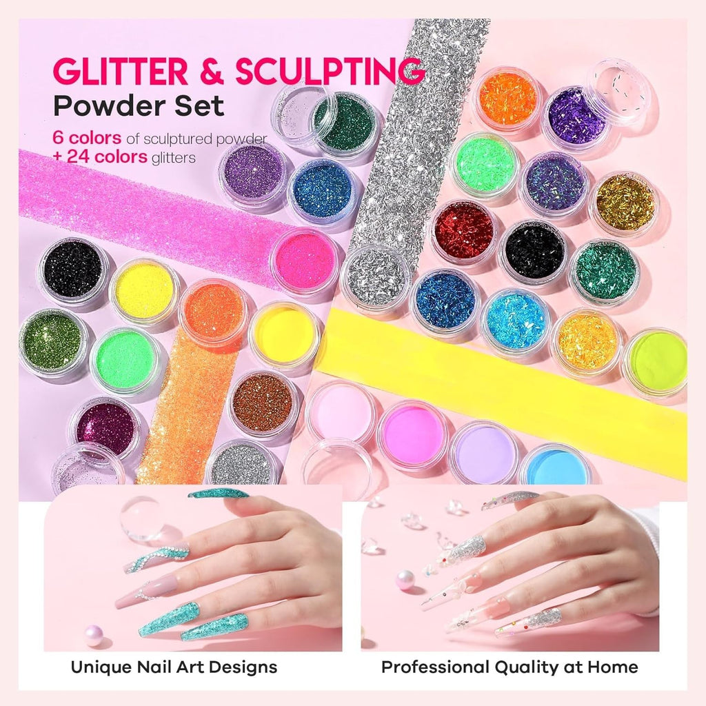 Professional Acrylic Nail Kit with Gel Polishes and Tools - Beginners & Salon Use