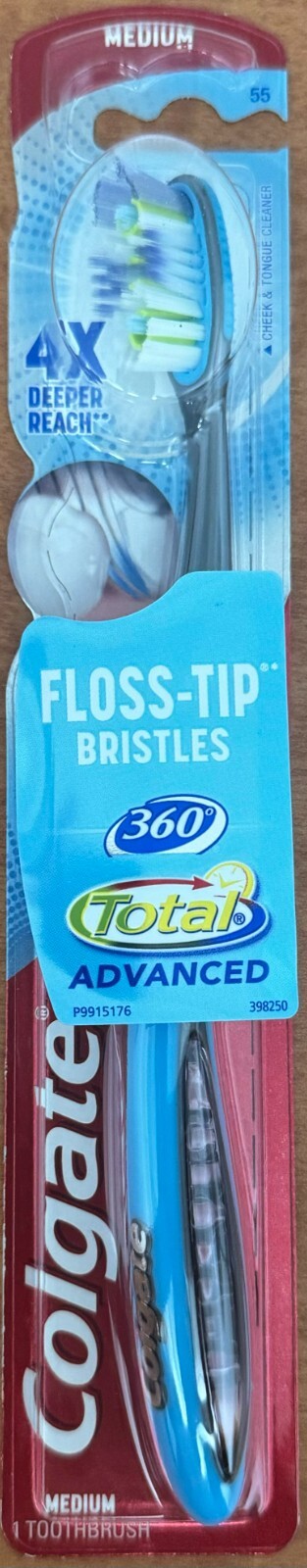 6 Pack Medium Toothbrushes with Floss Tip Bristles - Colgate 360 Total Advanced