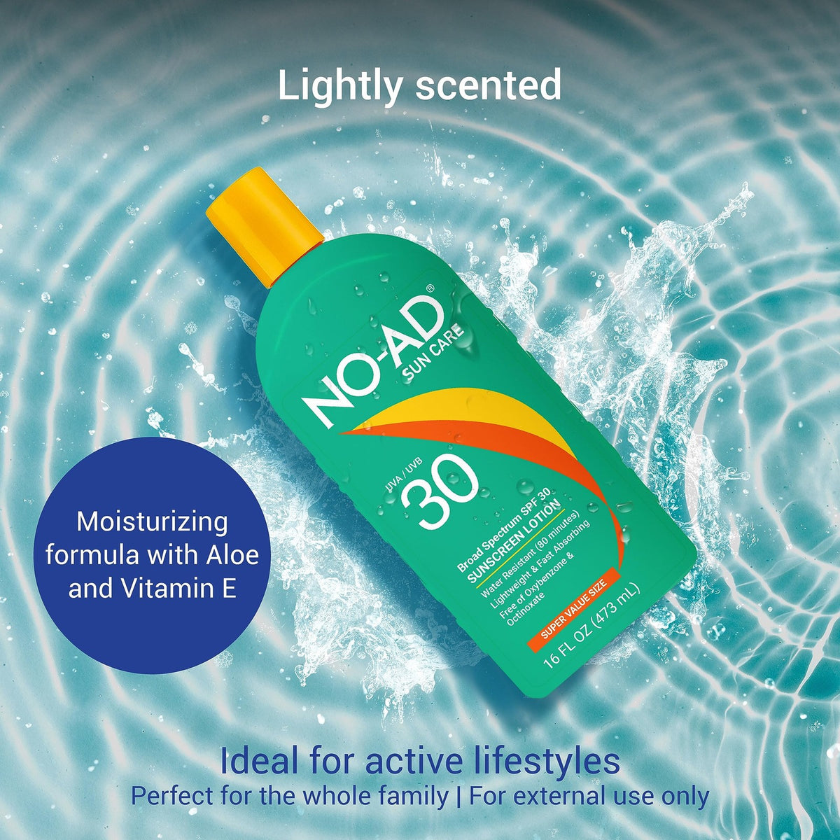 Water-Resistant SPF 30 Sunscreen Lotion Broad Spectrum UVA/UVB Protection