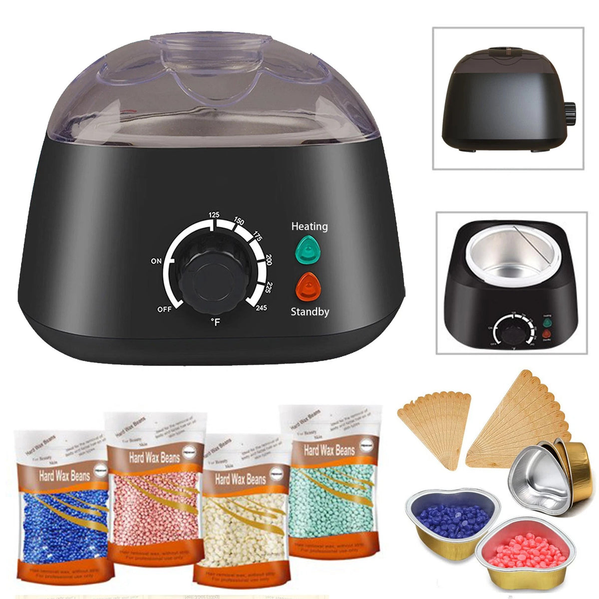 5-Piece Wax Warmer Kit with 500ML Capacity & Hard Wax Beans Set for Hair Removal