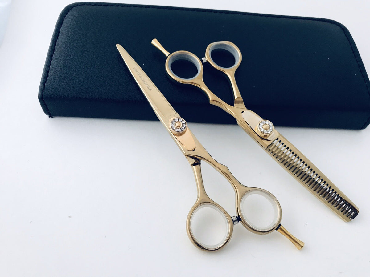 Professional Hair Cutting & Thinning Scissors Set - Titanium Japanese Steel 5" Barber Shears