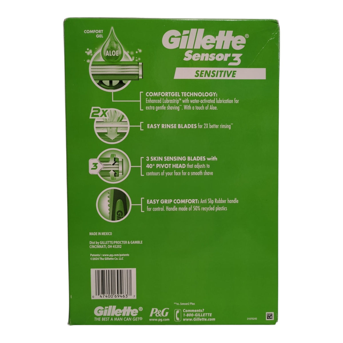 Gillette Men's Sensor3 Sensitive Disposable Razor Pack of 24 - Gentle & Comfortable Shaves