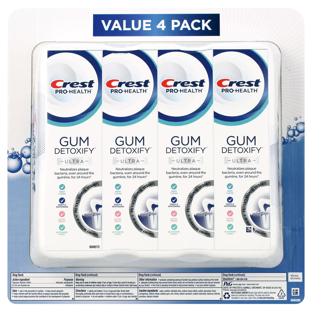 Gum Detoxify Ultra Toothpaste 4.7 oz - 4 Pack for Gum Health and Fresh Breath