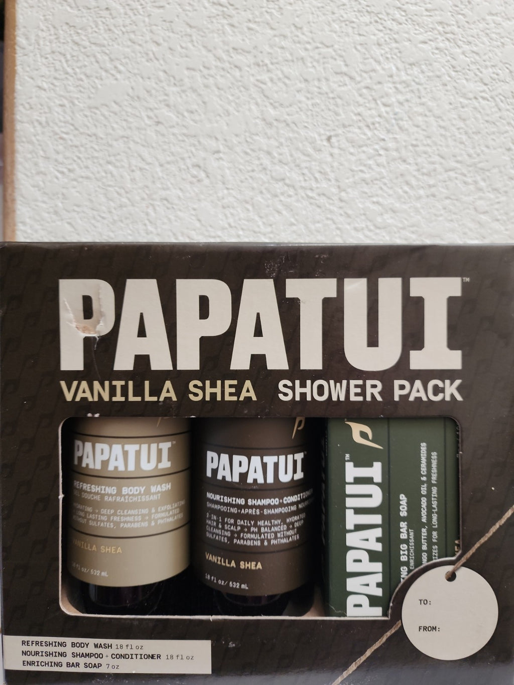 Men's Shower Gift Set with Vanilla Shea - Holiday Care Pack, 3 Pack