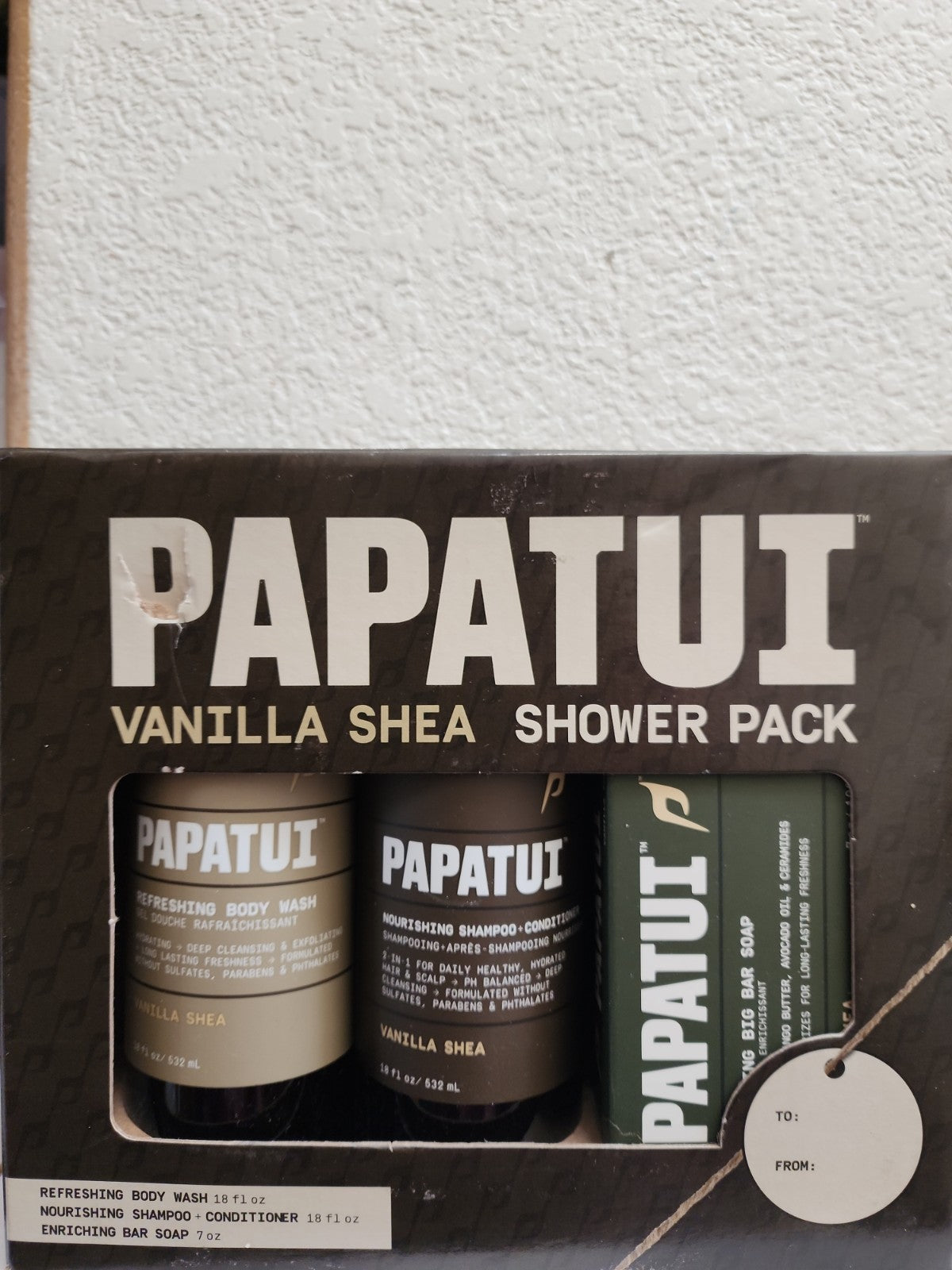 Men's Shower Gift Set with Vanilla Shea - Holiday Care Pack, 3 Pack