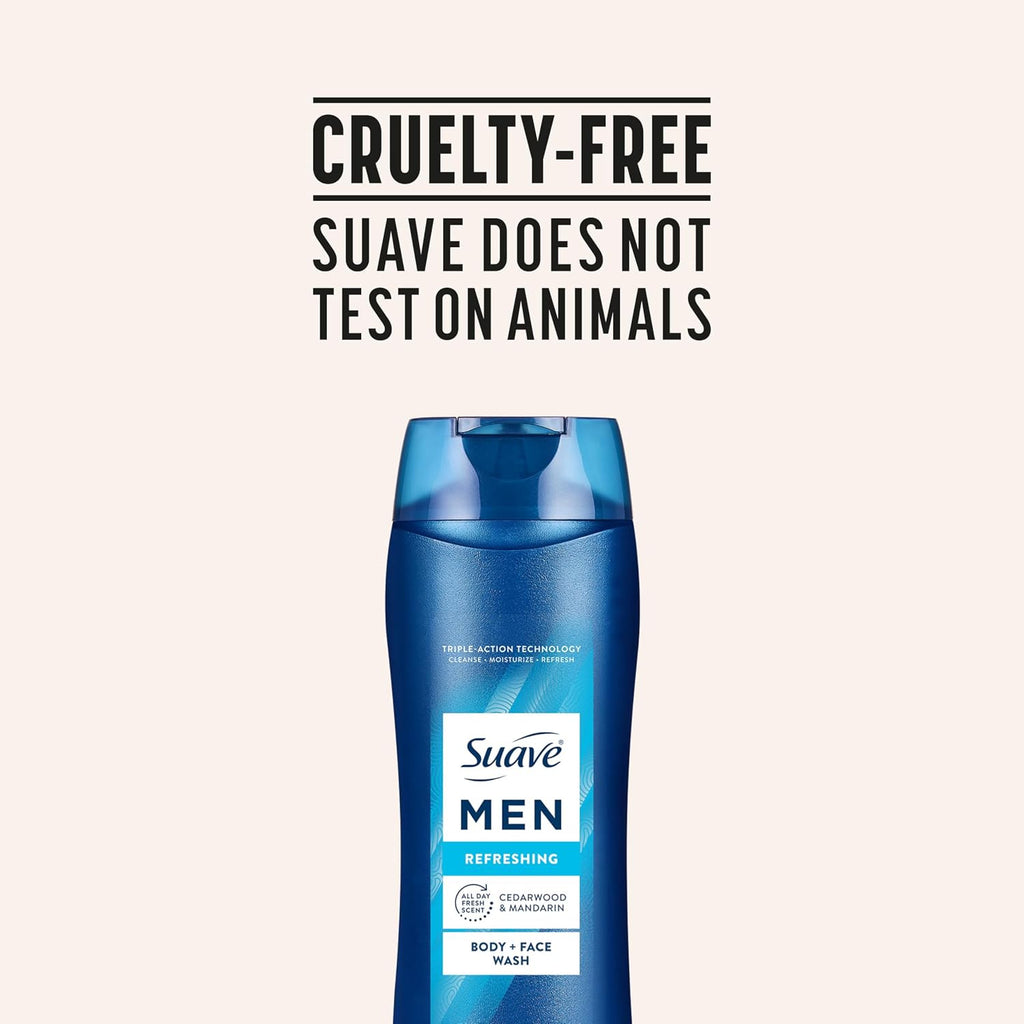 Men Refreshing 2-in-1 Body & Face Wash with Glycerin & Vitamin E - Paraben & Phthalate Free, 18 FL OZ