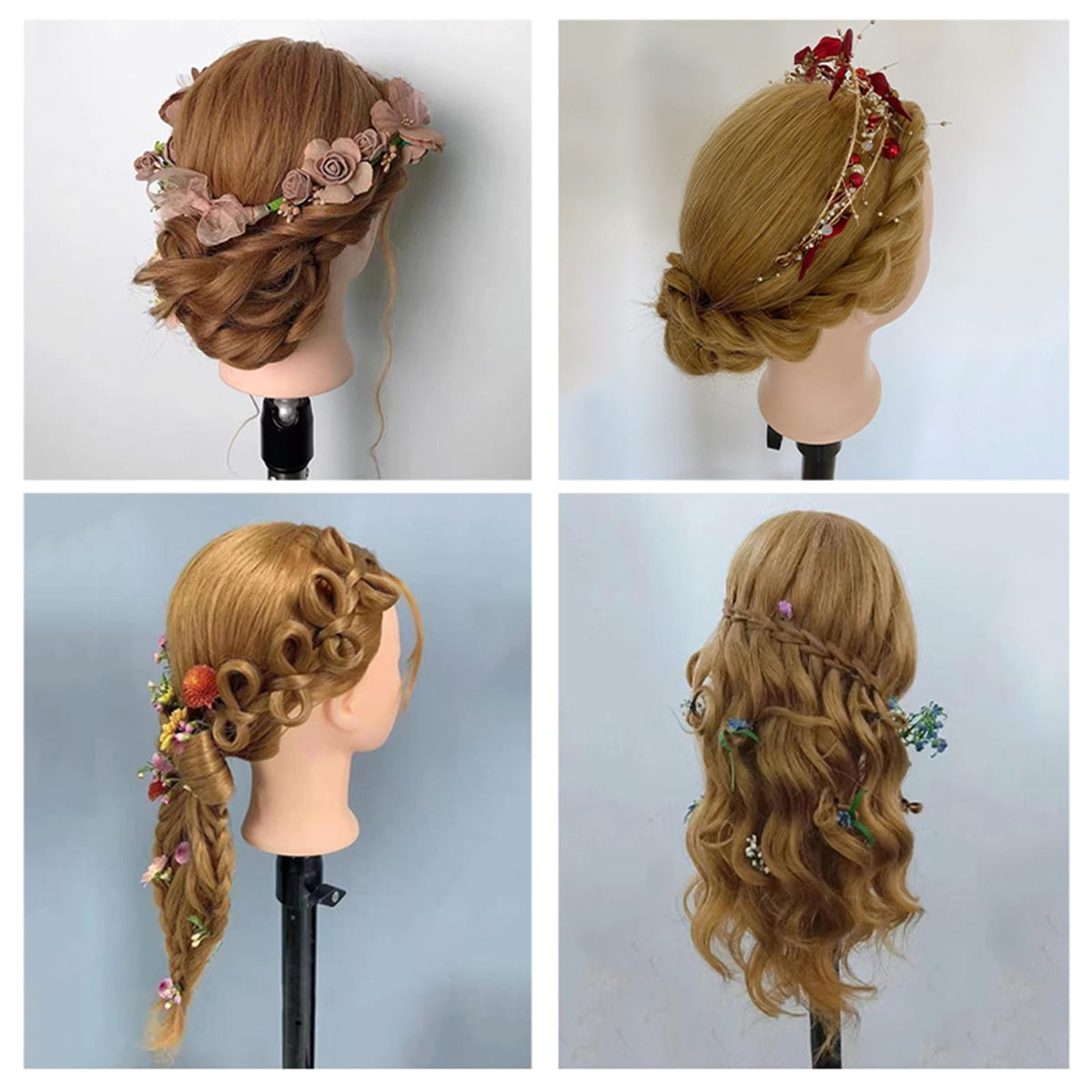 28-Inch Mannequin Head with Human Hair Light Brown for Hair Styling Practice