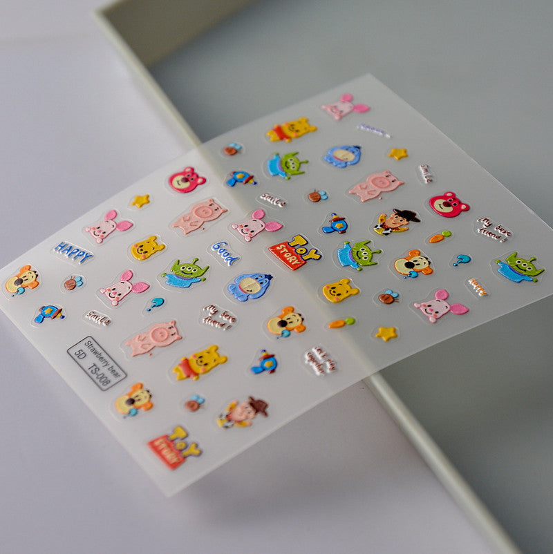 3D Nail Art Stickers for Nail Decoration - Cartoon Best Friend Design