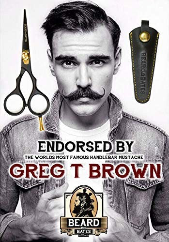 Premium Beard & Mustache Grooming Scissors with Leather Holster - Black