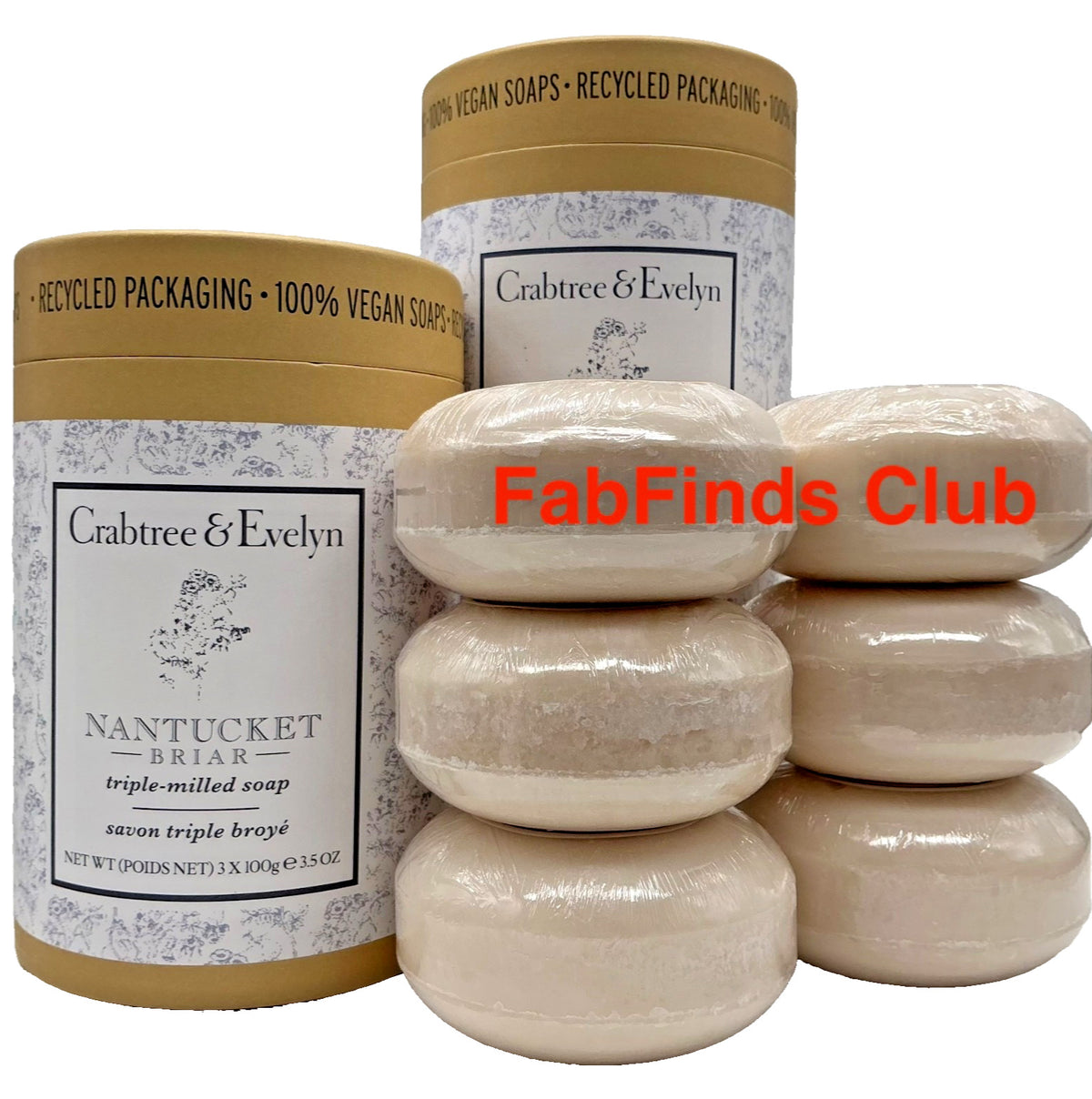 Crabtree & Evelyn Nantucket Briar Triple Milled Bar Soap Set - Gift Box, 6 Pieces