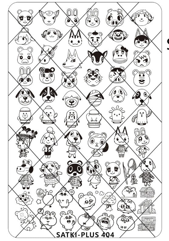 Satki Nail Stamping Plate 404 Animal Crossing Nail Art Tool