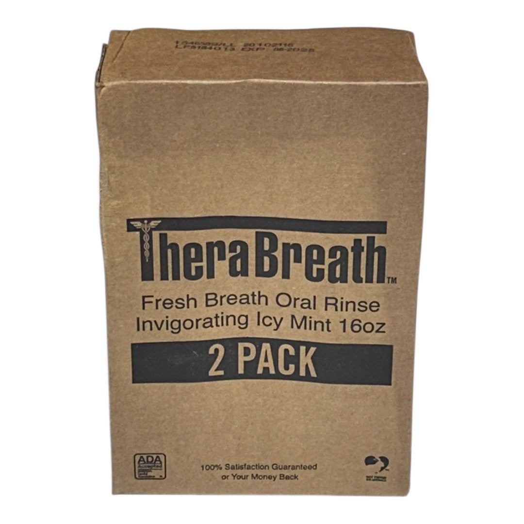 TheraBreath Fresh Breath Oral Rinse Icy Mint 16 oz Pack of 2 - Breath Freshener