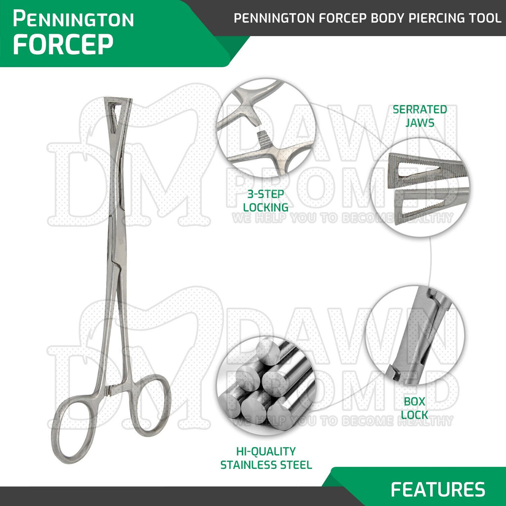 Pennington Forceps 6" Straight Serrated Body Piercing Hemostat Clamp German Gr