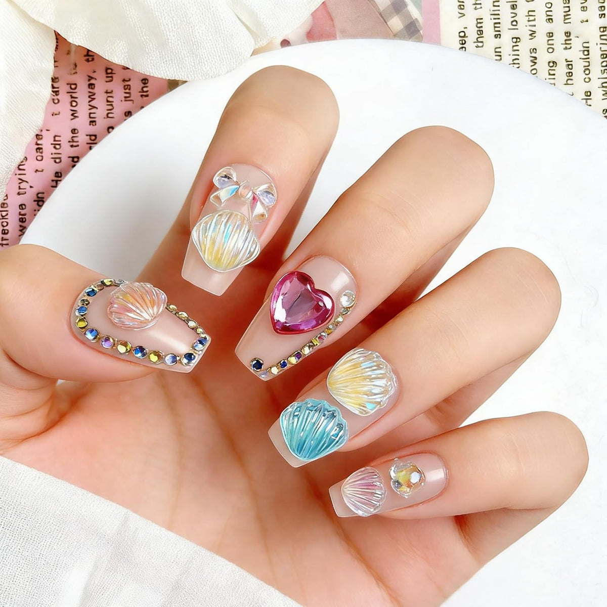 250Pcs Seashell Nail Charms - 3D Resin Ocean Beach Nail Art Accessories