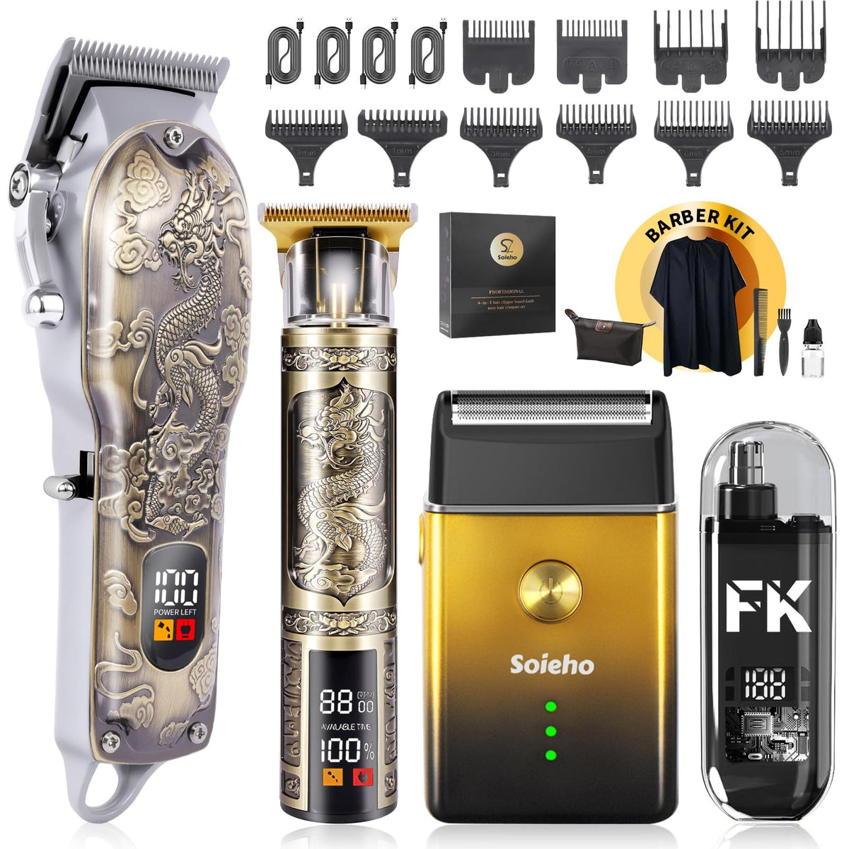 Professional Men’s Hair Clipper Set with Beard Trimmer & Shaver – Home & Salon Use