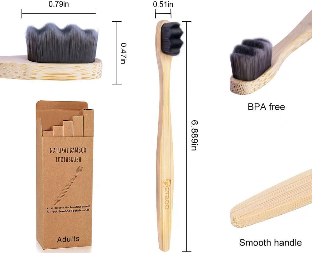 Eco-Friendly Bamboo Toothbrushes 10 Pack with Ultra-Soft Nano Bristles