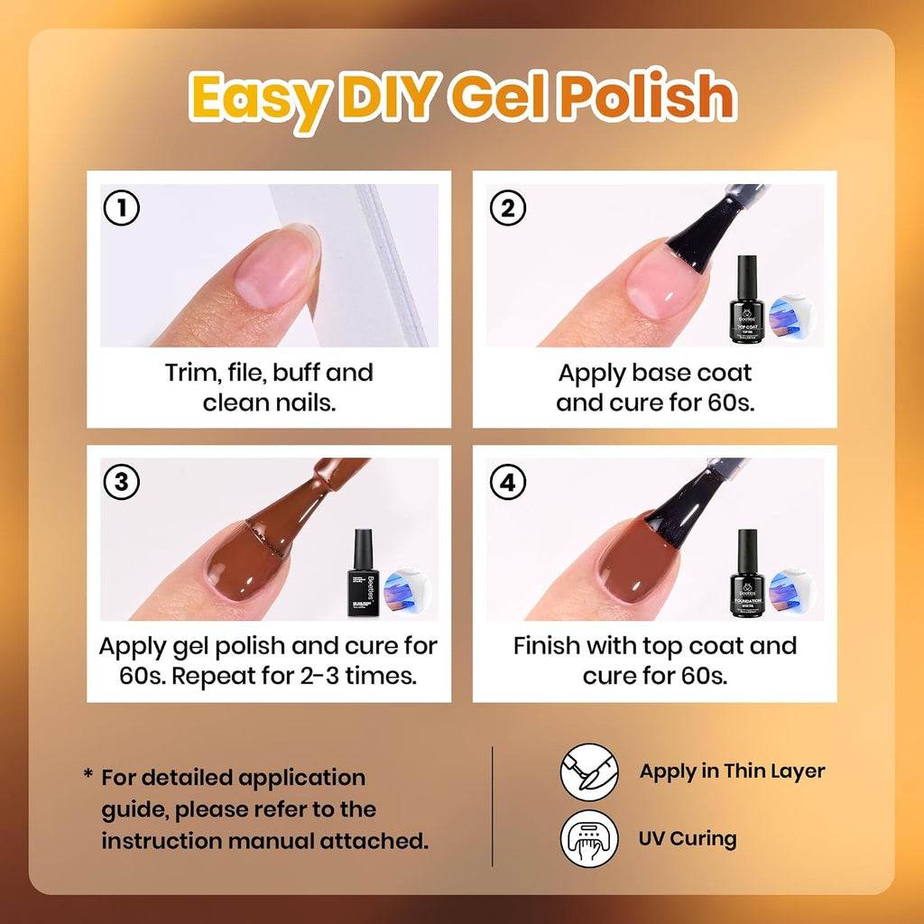 Fall Colors Gel Nail Polish Set - 6 Cozy Autumn Shades for DIY Manicure