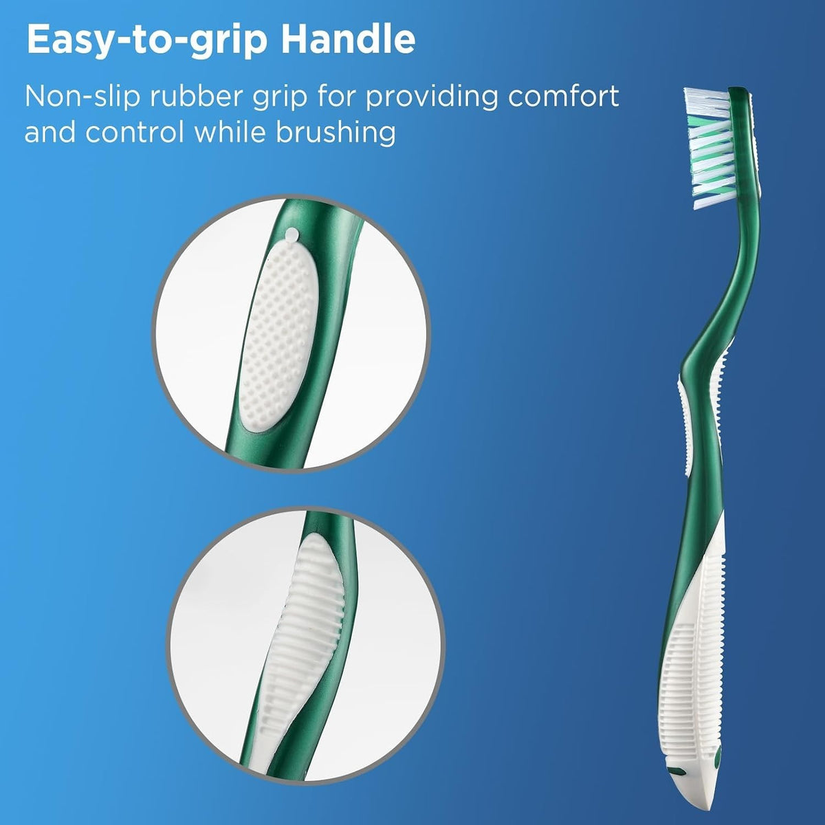 Adult Medium Toothbrush Set with Flexible Cross Bristles and Tongue Cleaner - 6 Pack