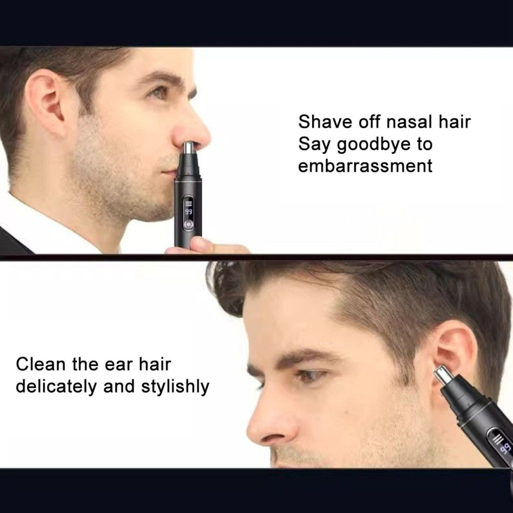 USB Rechargeable Ear & Nose Hair Trimmer with LED Screen for Men Women