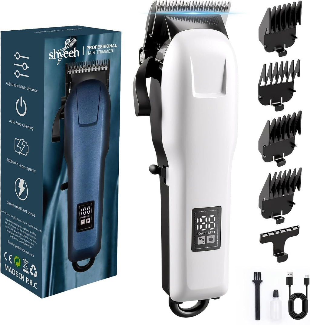 Professional Cordless Hair Clippers for Men - High-Torque Trimmer with Adjustable Lengths