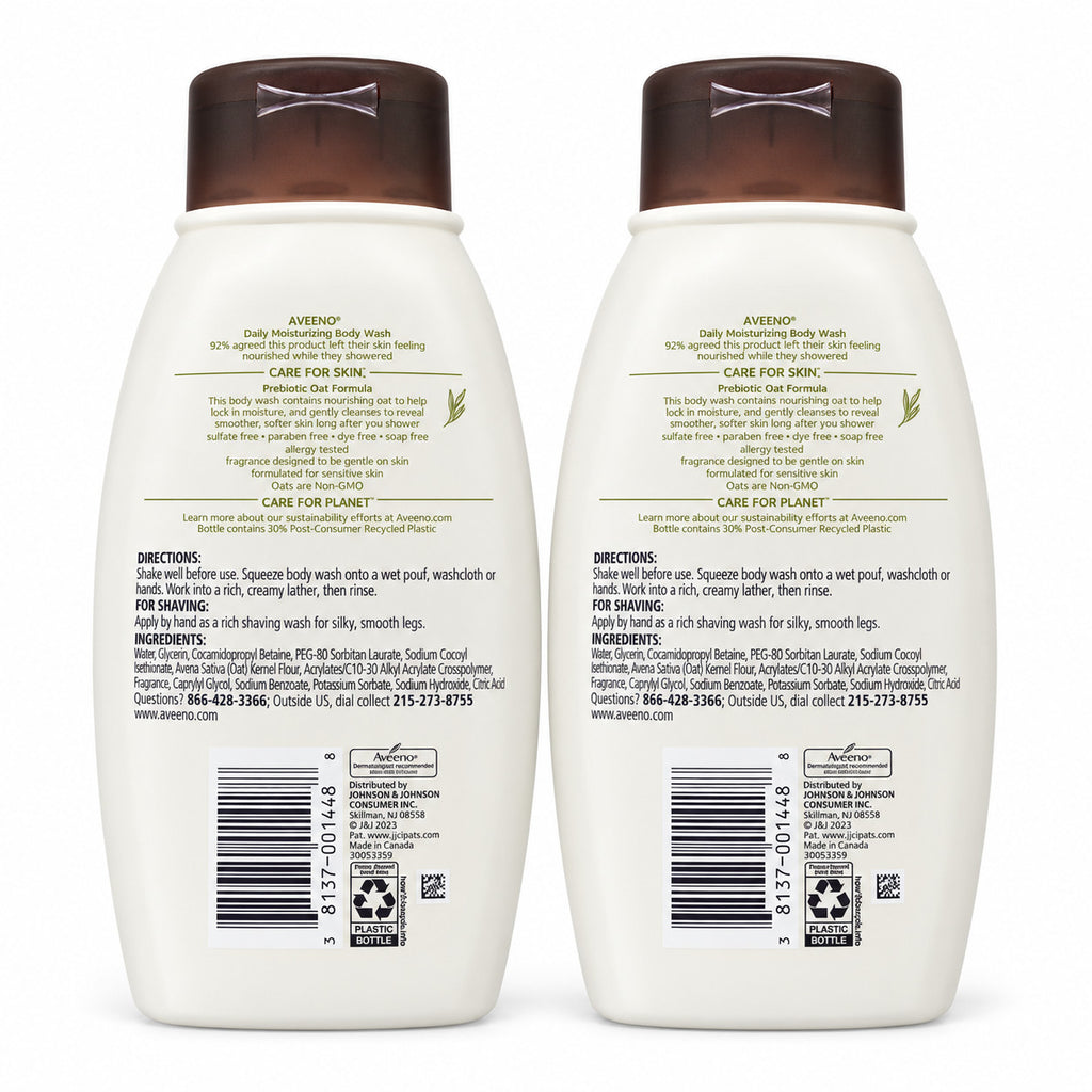 Sulfate-Free Moisturizing Body Wash with Oat - 2 Pack, 12 fl oz Each