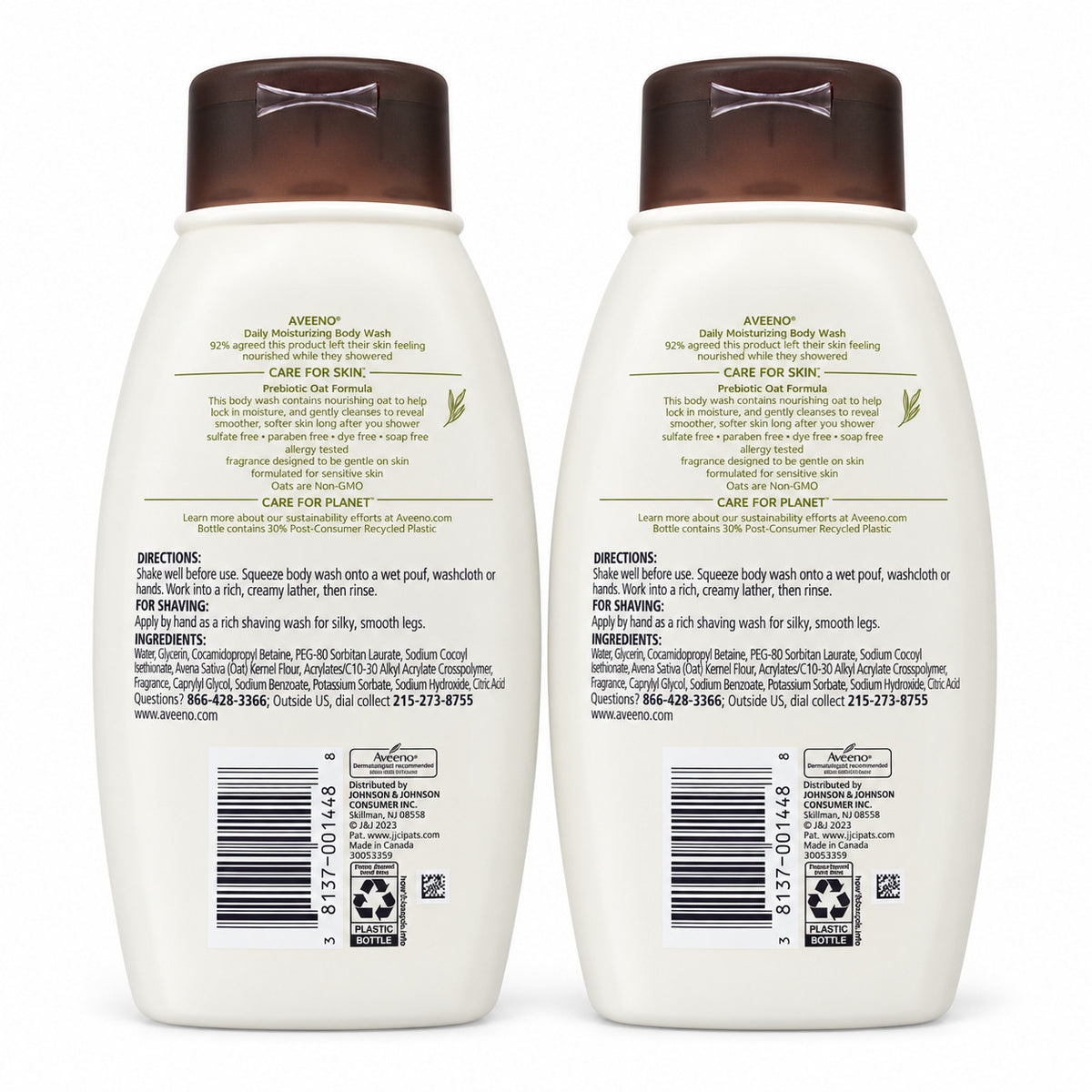 Sulfate-Free Moisturizing Body Wash with Oat - 2 Pack, 12 fl oz Each