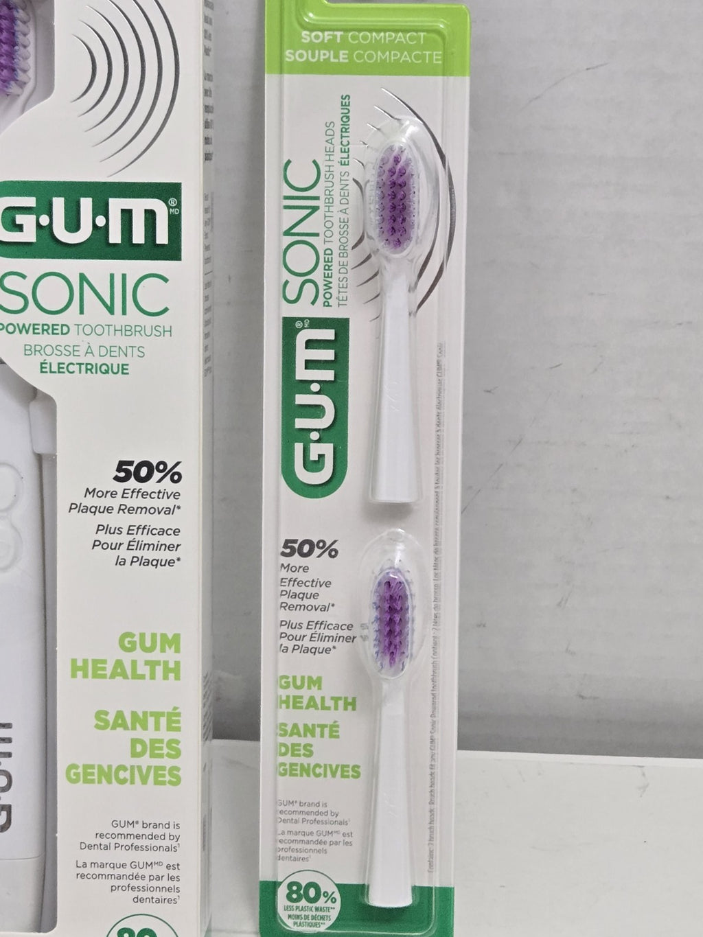 GUM Sonic Battery Powered Toothbrush Soft Compact & Refill Heads