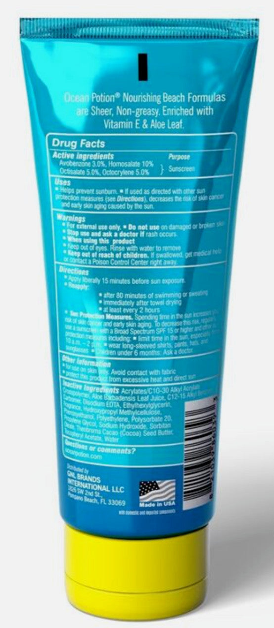 Ocean Potion SPF 50 Sunscreen Lotion with Sunshine Scent - 6.8 oz, UVA/UVB Protection, Exp 10/2026