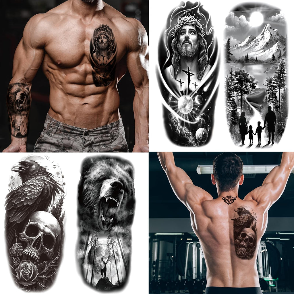 Temporary Body Tattoos Stickers Set 82 Sheets Halloween & Summer Designs