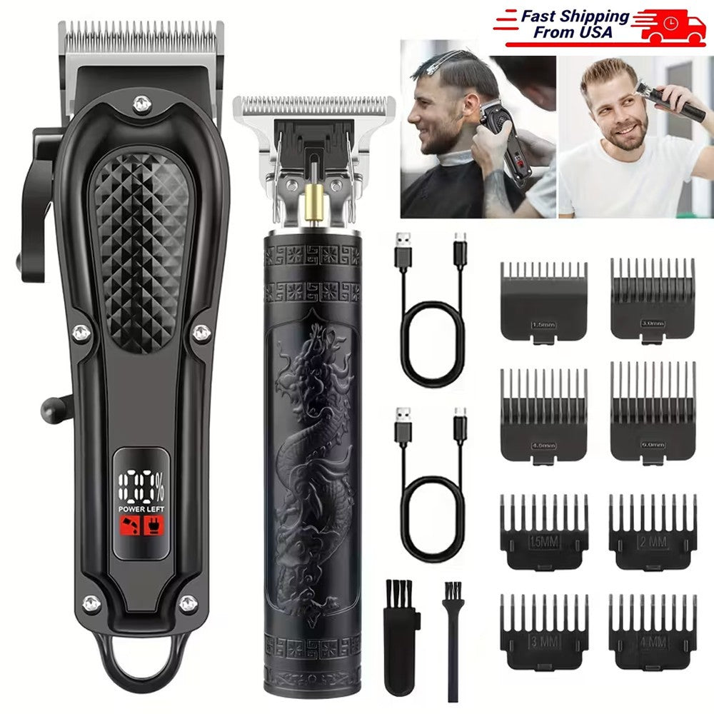Electric Hair Clippers & Beard Trimmer Set for Men Cordless Grooming